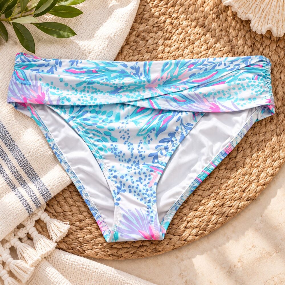 Lilly Pulitzer Lagoon Sarong Hipster Bottom "Via Del Mar" Size 14 Euro Summer